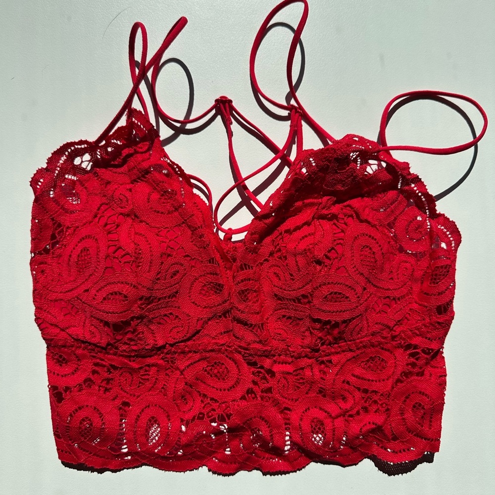 Victoria’s Secret PINK Strappy Back Red Lace Bralette XS